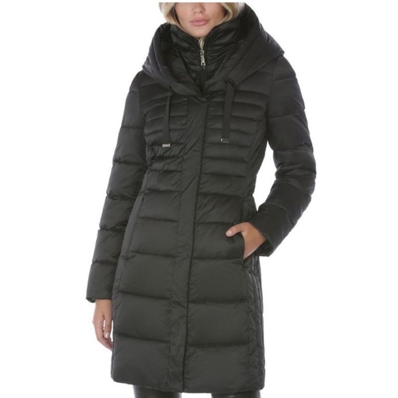Tahari Black Mia Fitted Puffer Coat 02. - Picture 3 of 16